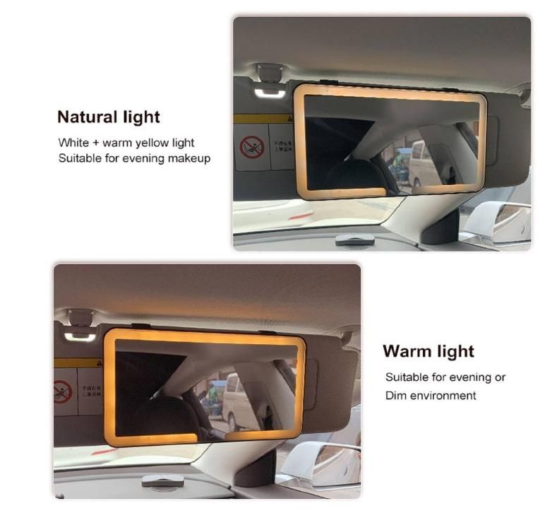 Rechargeable Car Sun Visor Makeup Mirror with LED Lights