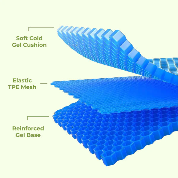 Double-Thick Honeycomb Gel Seat Cushion (Large Size): For Car, Home & Office