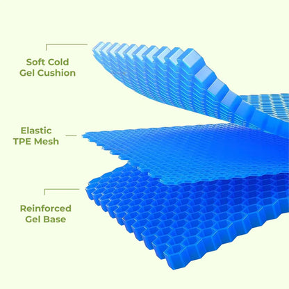 Double-Thick Honeycomb Gel Seat Cushion (Large Size): For Car, Home & Office