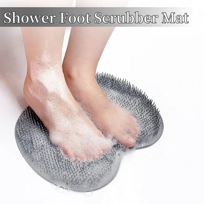 Silicone Shower Foot Scrubber Mat with Wall-Mounted Suction Cups