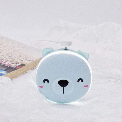 Mini Handheld Fan with Built-in LED light Makeup Mirror