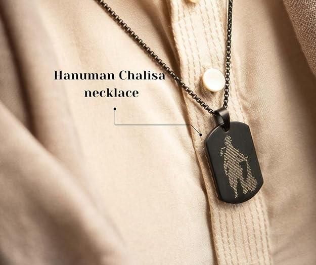 Lord Hanuman Oxidised Silver Pendant & Chain