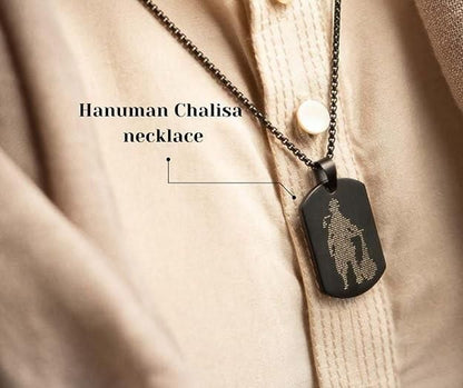 Lord Hanuman Oxidised Silver Pendant & Chain