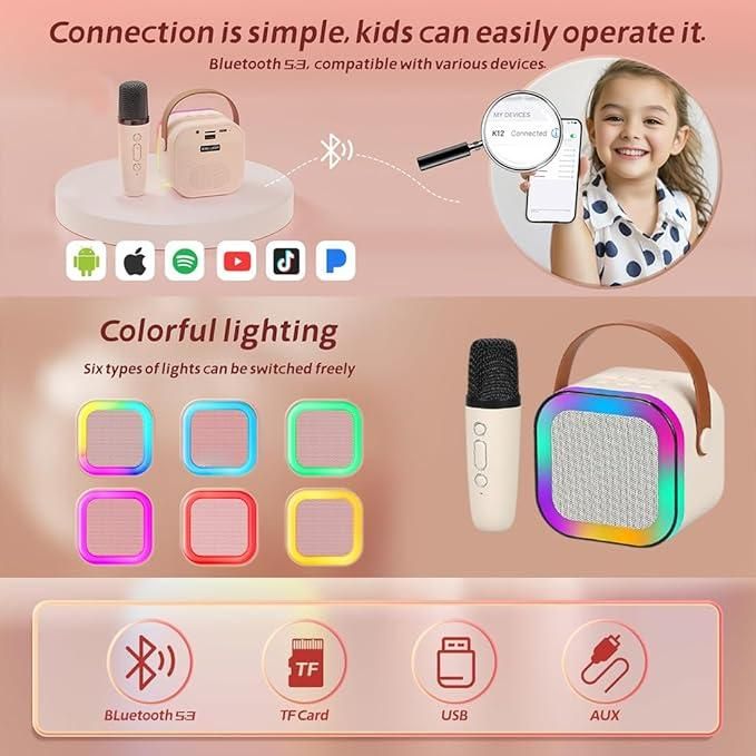 Portable Bluetooth Karaoke Speaker with Wireless Microphone
