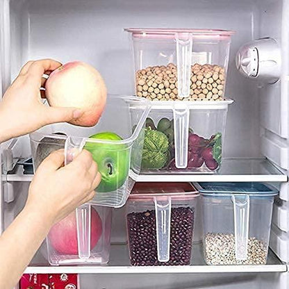 Organize Your Fridge with Ease - 6-Piece 1000ml Plastic Storage Jars with Handles