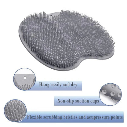 Silicone Shower Foot Scrubber Mat with Wall-Mounted Suction Cups