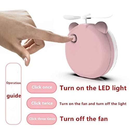 Mini Handheld Fan with Built-in LED light Makeup Mirror