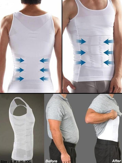Men's Solid Compression Flexvest - Men Body Shaper Vest
