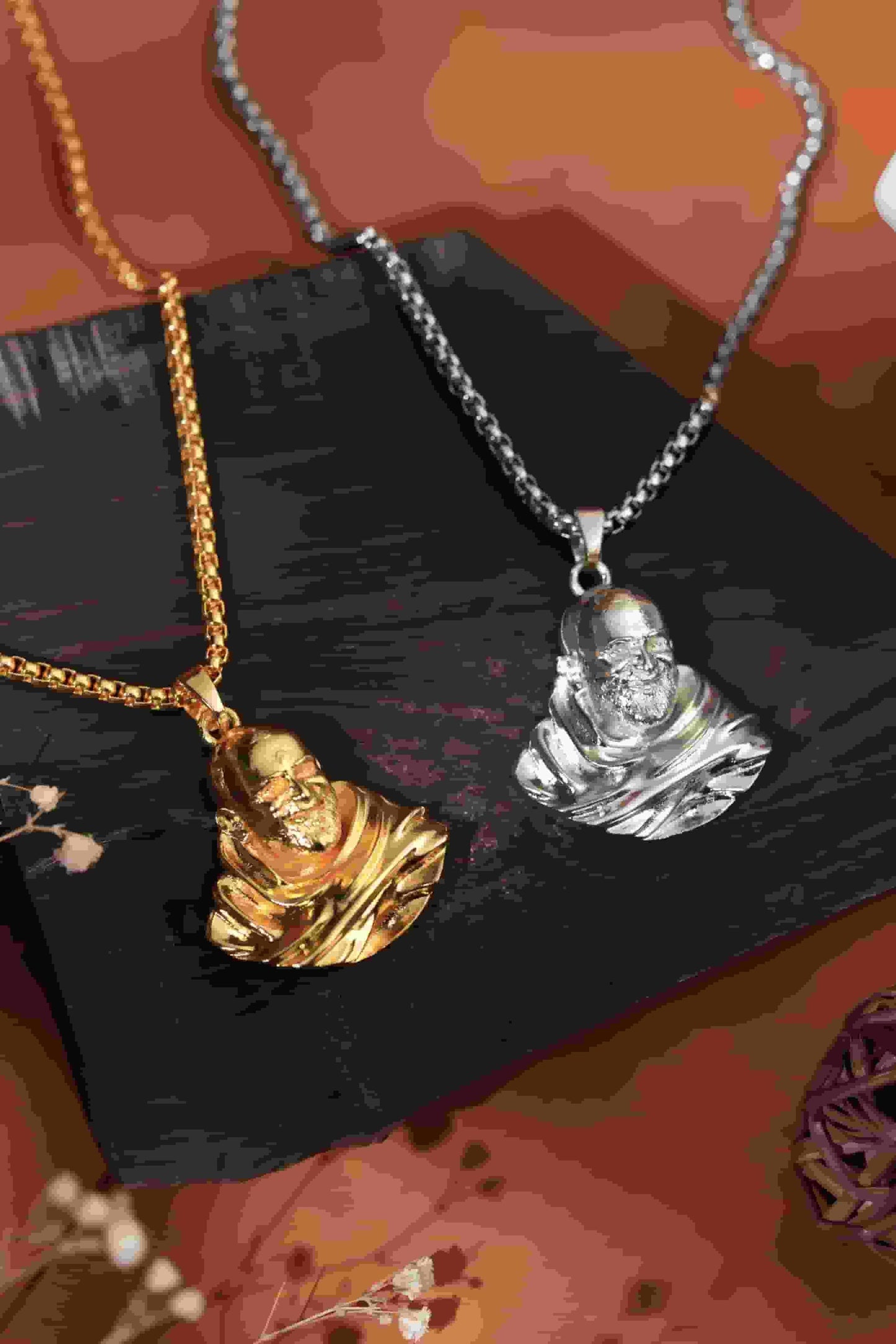 Sterling Silver/Gold Plated Neem Karoli Baba Pendant