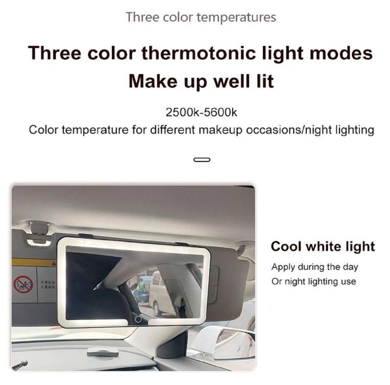 Rechargeable Car Sun Visor Makeup Mirror with LED Lights