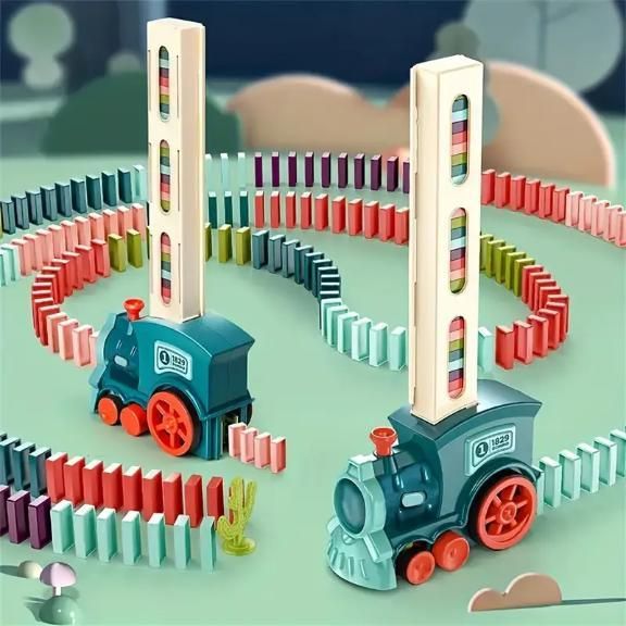 Domino Train Toy Set for Kids BPA Free Plastic with Lights and Sound Effects