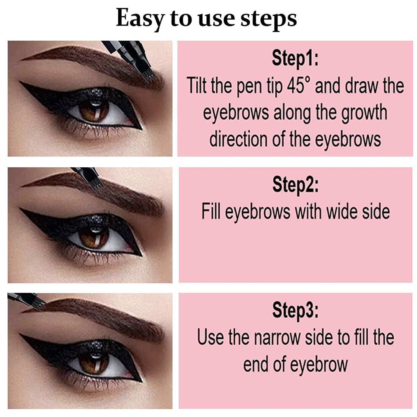 Waterproof 4 Points Micro blading Eyebrow Pen with a Micro-Fork Tip Applicator