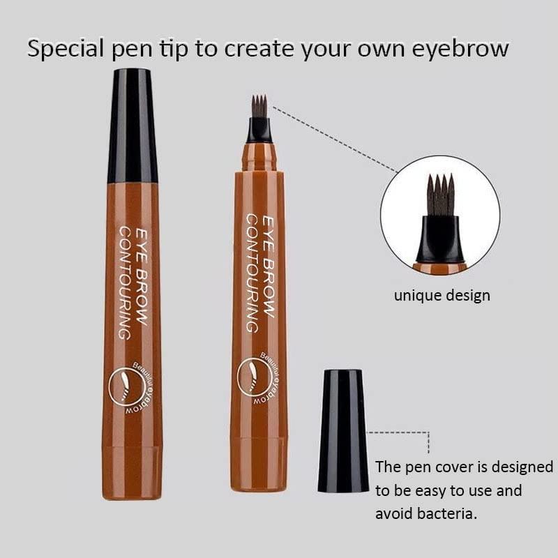 Waterproof 4 Points Micro blading Eyebrow Pen with a Micro-Fork Tip Applicator
