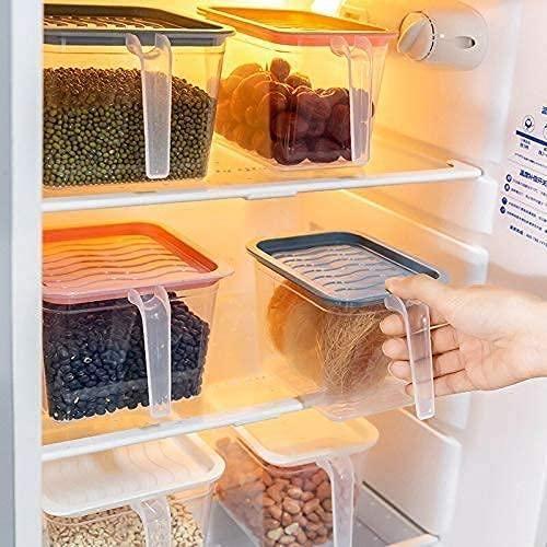 Organize Your Fridge with Ease - 6-Piece 1000ml Plastic Storage Jars with Handles