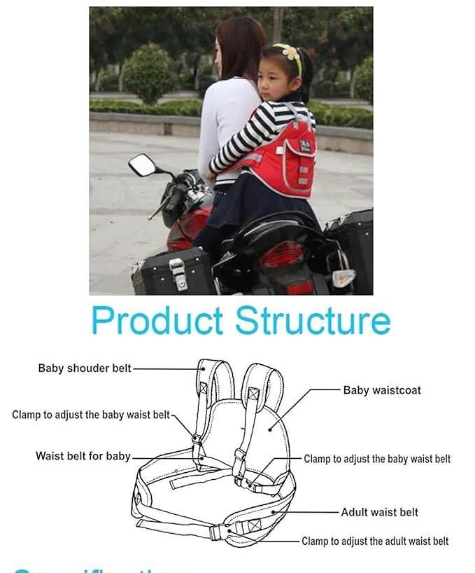 Baby Safety Belt for 2 Wheeler : Adjustable Two Wheeler Scooty/Motorcycle Safety Harness Strap Belt for Children