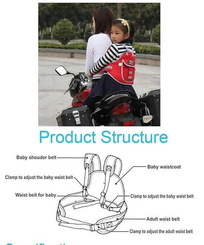 Baby Safety Belt for 2 Wheeler : Adjustable Two Wheeler Scooty/Motorcycle Safety Harness Strap Belt for Children