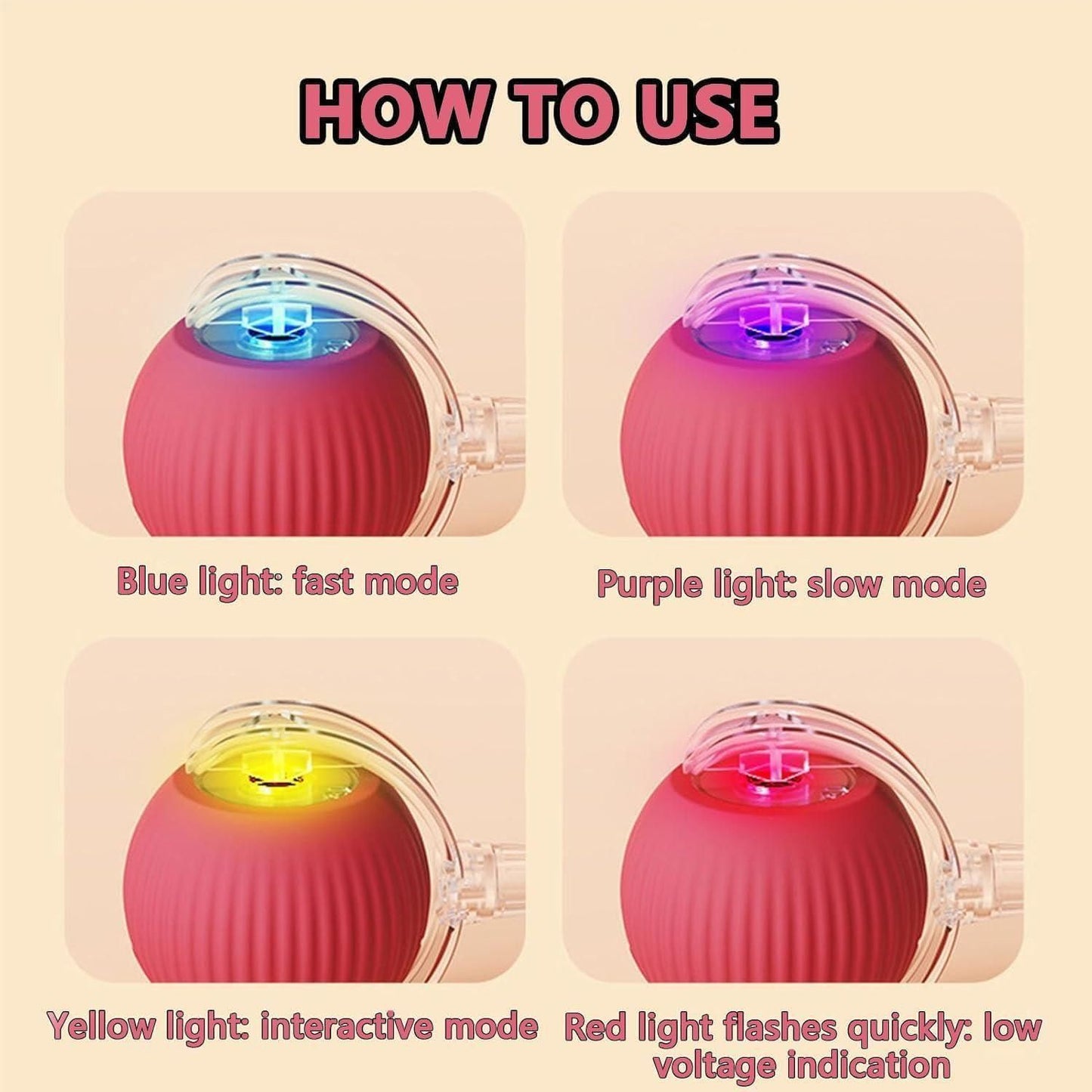 Interactive Rechargeable Rolling Ball Toy with Tail For Cats & Dogs