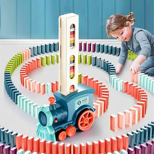 Domino Train Toy Set for Kids BPA Free Plastic with Lights and Sound Effects