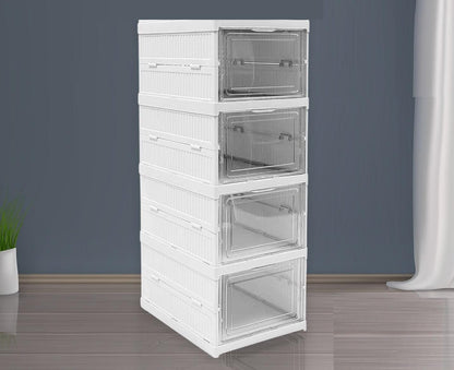 5 Layer Foldable Shoe Organizer Storage Box - Collapsible Shoe Rack, Clear-Door Design for Effortless Shoe Management in Closet and Entryway