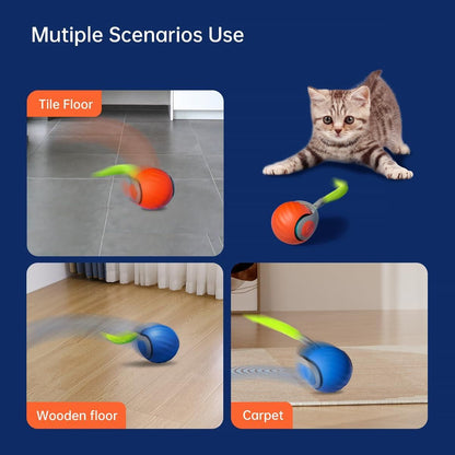 Interactive Rechargeable Rolling Ball Toy with Tail For Cats & Dogs