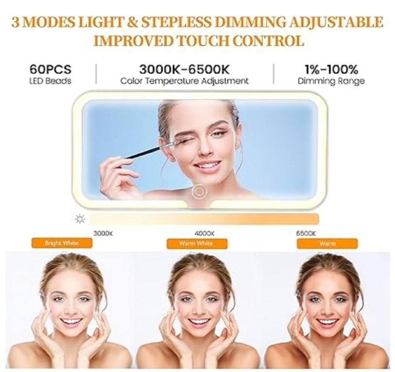 Rechargeable Car Sun Visor Makeup Mirror with LED Lights