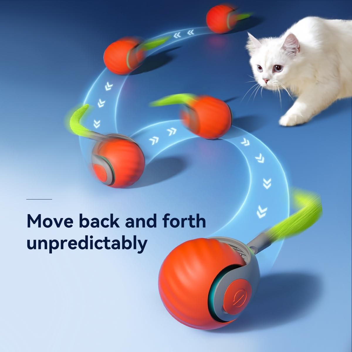 Interactive Rechargeable Rolling Ball Toy with Tail For Cats & Dogs