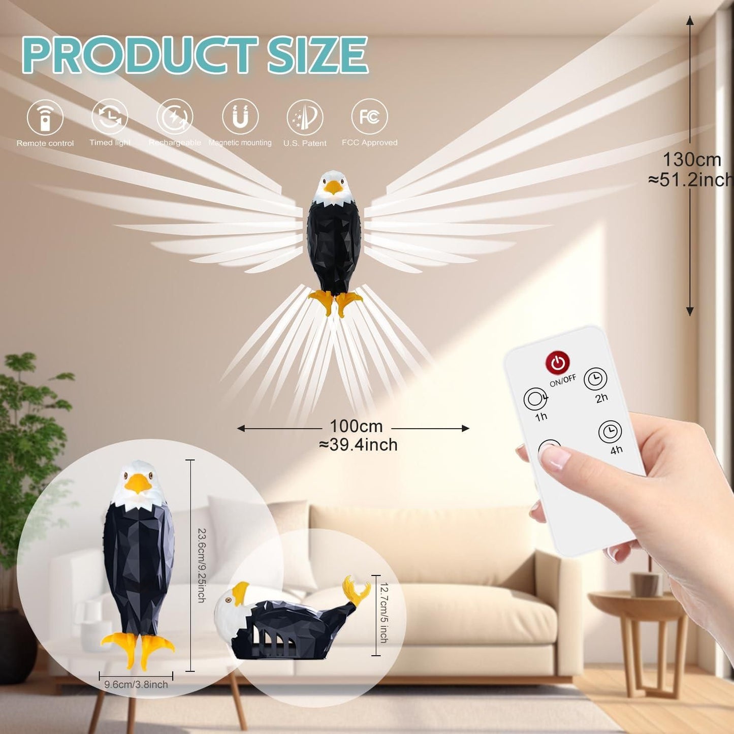 Bald Eagle Wall Light - Decorative Eagle Lamp
