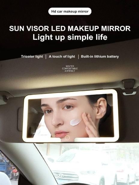 Rechargeable Car Sun Visor Makeup Mirror with LED Lights