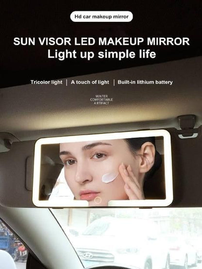 Rechargeable Car Sun Visor Makeup Mirror with LED Lights