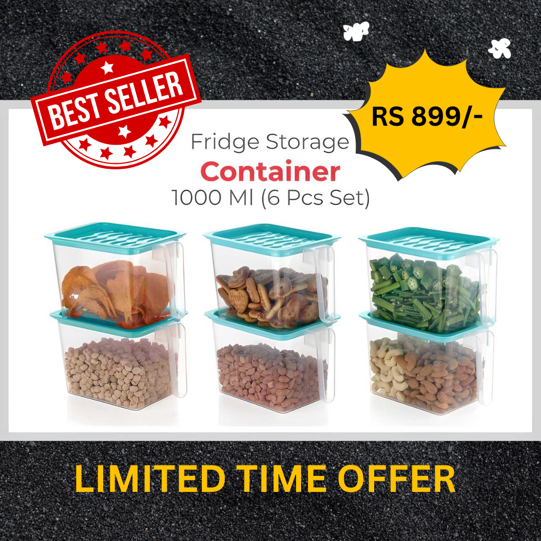 Organize Your Fridge with Ease - 6-Piece 1000ml Plastic Storage Jars with Handles