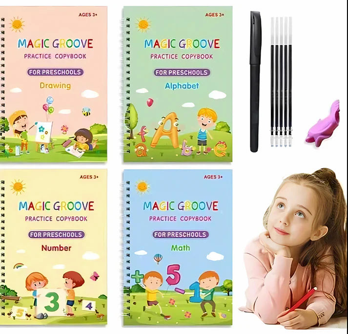 ✨ Magic Practice Copybook (4 BOOKS,1 PEN,1 GRIP,10 REFILL)