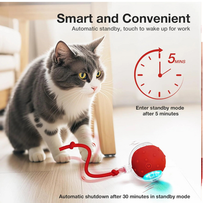 Interactive Rechargeable Rolling Ball Toy with Tail For Cats & Dogs