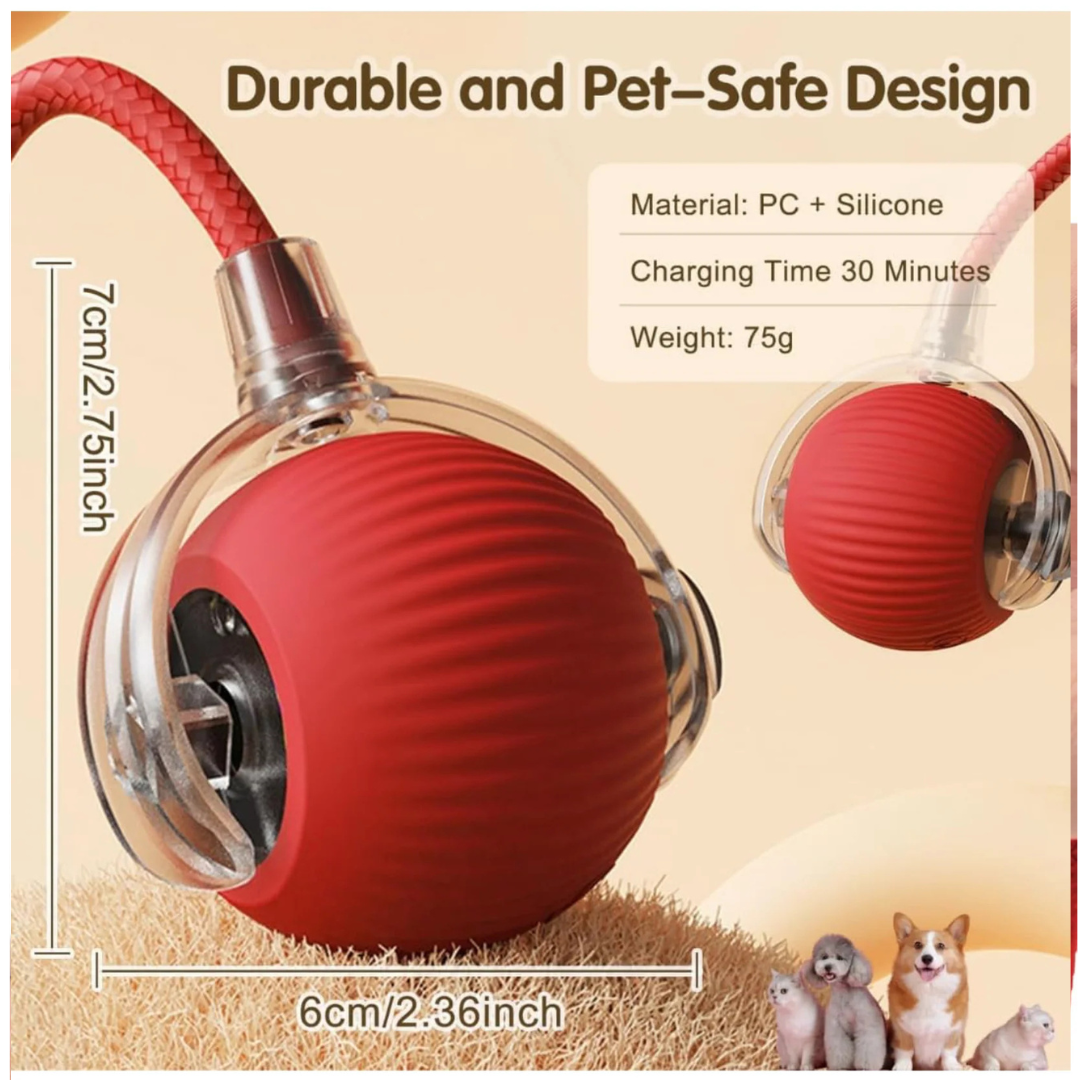Interactive Rechargeable Rolling Ball Toy with Tail For Cats & Dogs