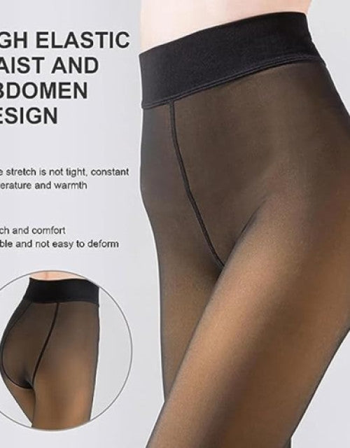 Fleece Lined High Waisted Translucent Thermal Leggings